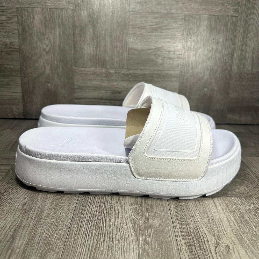 Puma Sandals Karmen Slide Womens 8 White Platform 389547-02 NEW